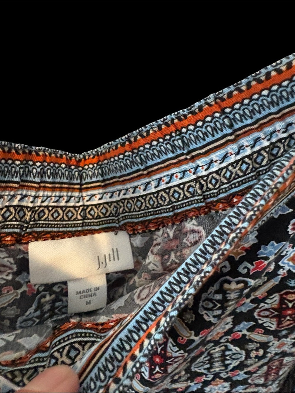 J. Jill Multicolor Paisley-Print Elastic Waist Pants - Black, Red, Blue - Picture 3 of 4